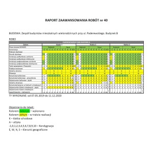 Raport zaawansowania prac